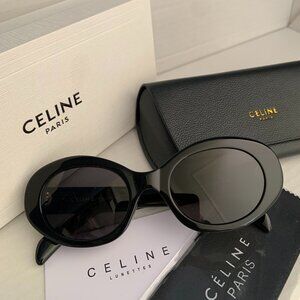 Like New Celine CL40194U Oval Sunglasses | Black Triomphe Logo